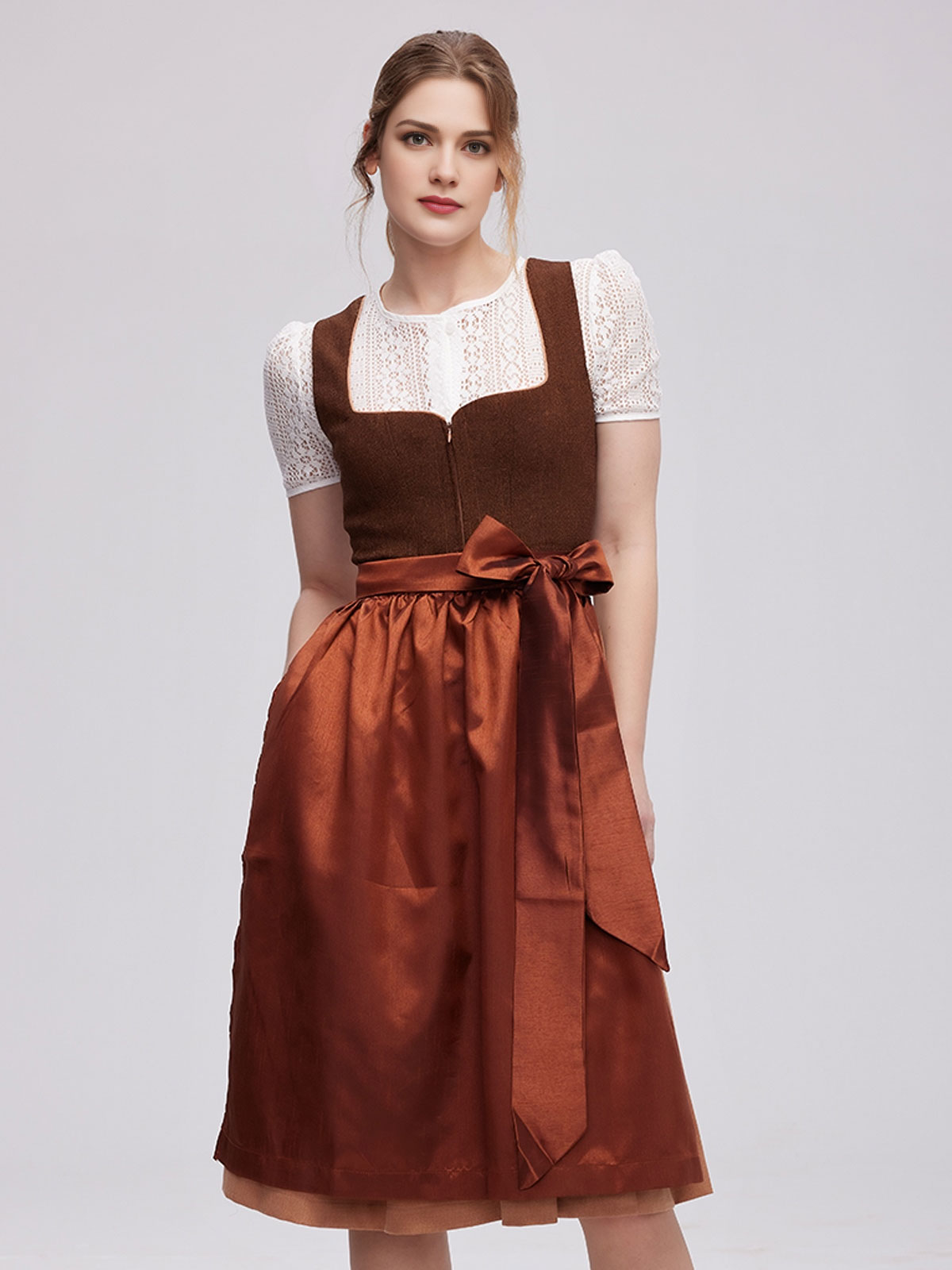 Samt Dirndl Grün in Braun